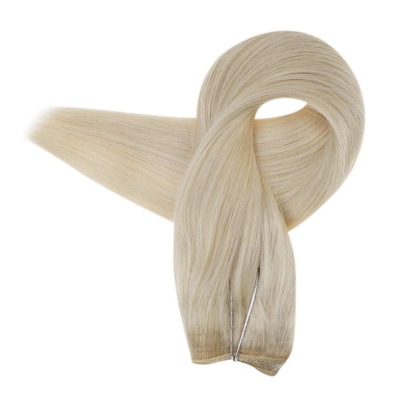 Halo-Extensions aus 100 % Echthaar, Platinblond Nr. 60, 100 g Drahtverlängerung