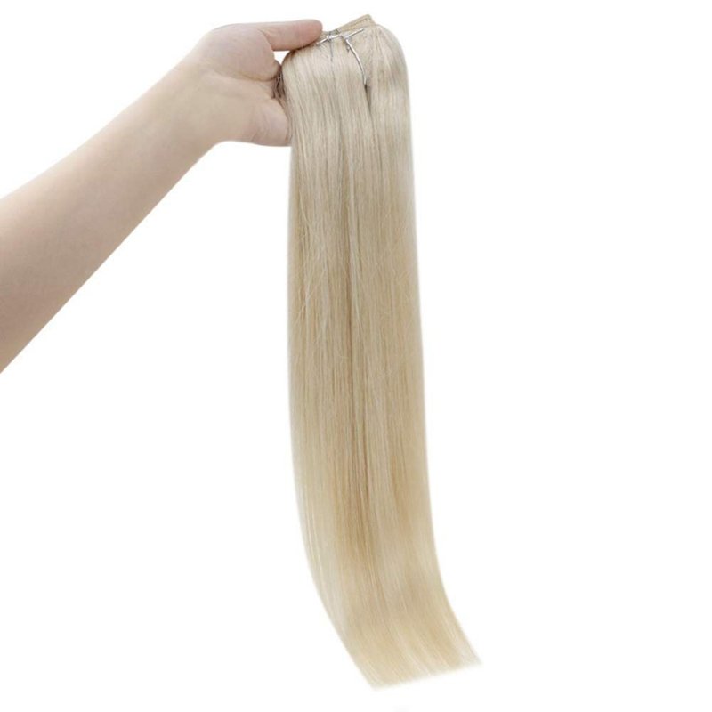 Halo-Extensions aus 100 % Echthaar, Platinblond Nr. 60, 100 g Drahtverlängerung