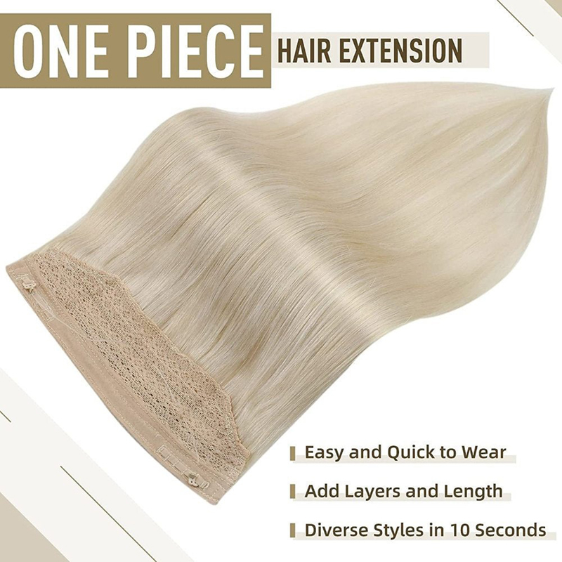 Halo-Extensions aus 100 % Echthaar, Platinblond Nr. 60, 100 g Drahtverlängerung