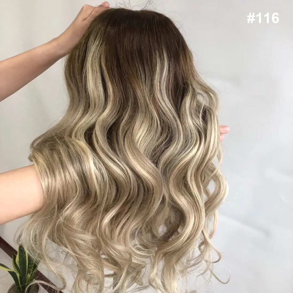 13x6 Echthaarper&uuml;cken Blond Gewellte Lace Front Per&uuml;cken f&uuml;r Frauen