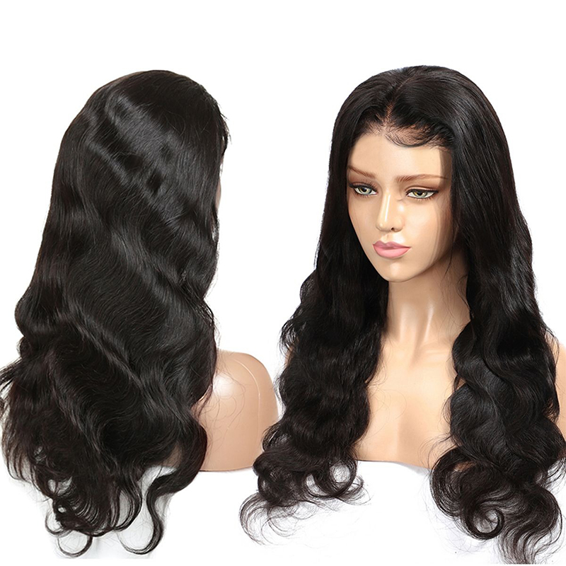 360 Lace Frontal Perücken, gewelltes Echthaar mit Babyhaar, 180 % Dichte