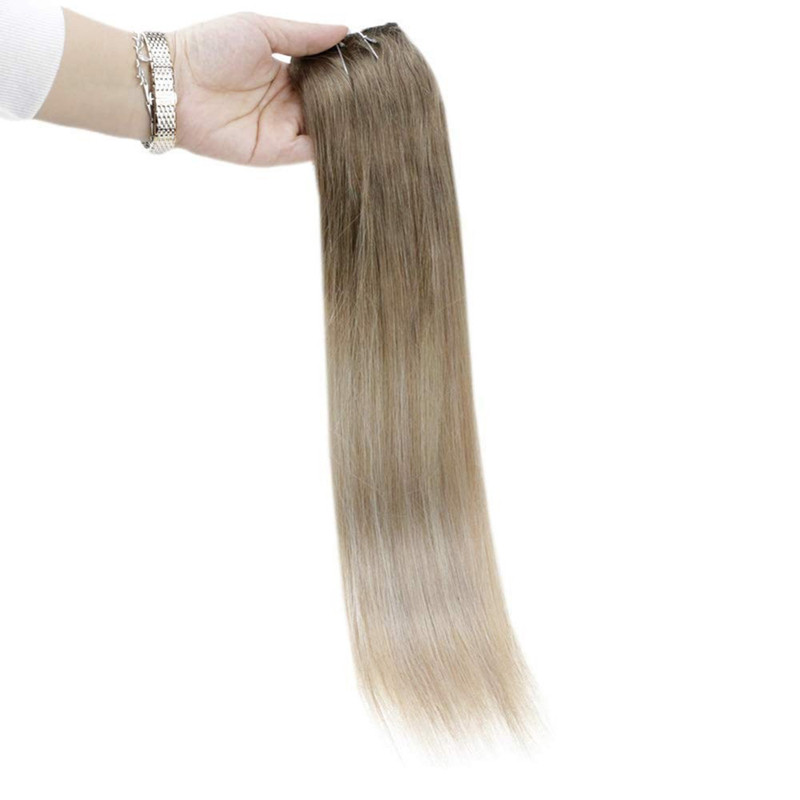 Balayage Halo Haarverlängerungen Echthaar Braun und Blond #8/60/18