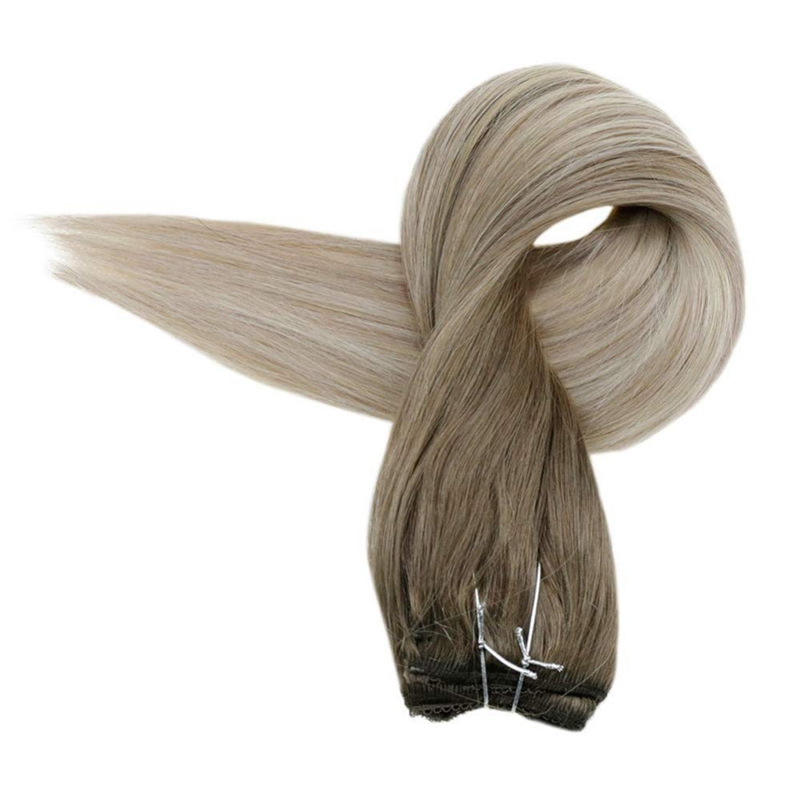 Balayage Halo Haarverlängerungen Echthaar Braun und Blond #8/60/18