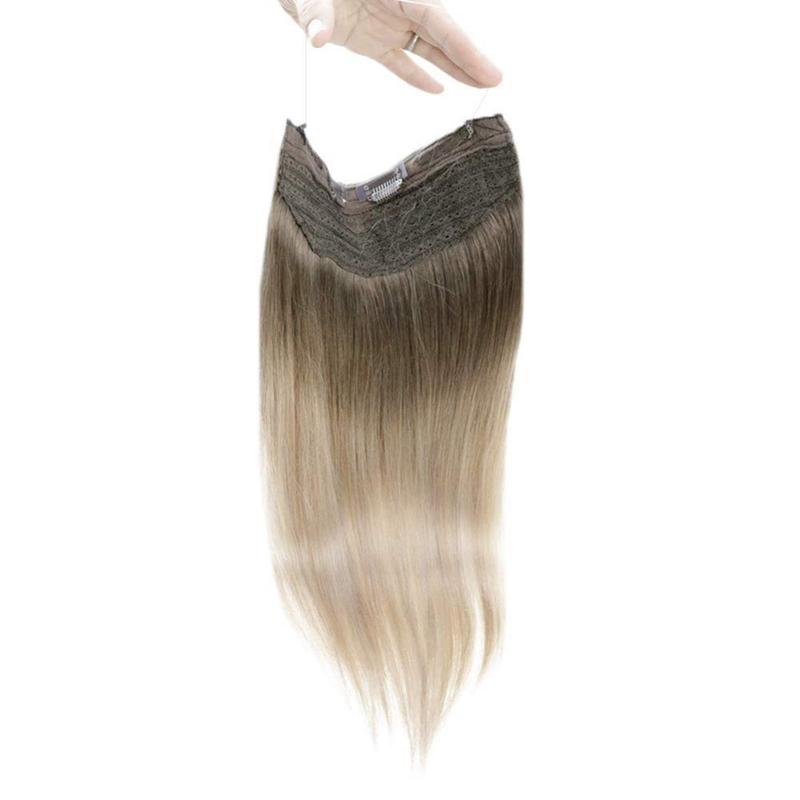 Balayage Halo Haarverlängerungen Echthaar Braun und Blond #8/60/18