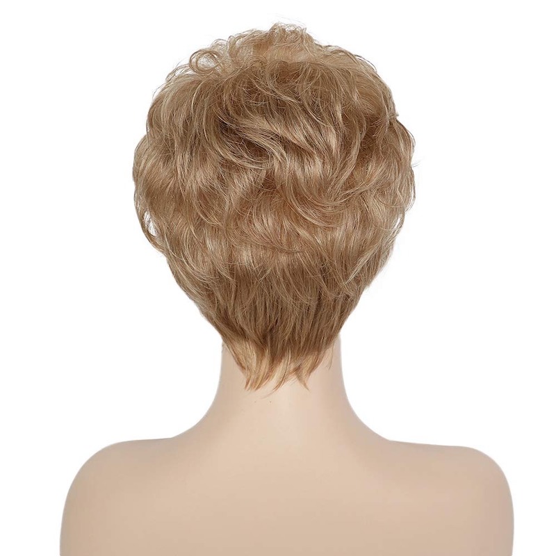 Blonde synthetische Perücken für Damen, gemischte Farben, tägliche Pixie-Schnitt-Perücken