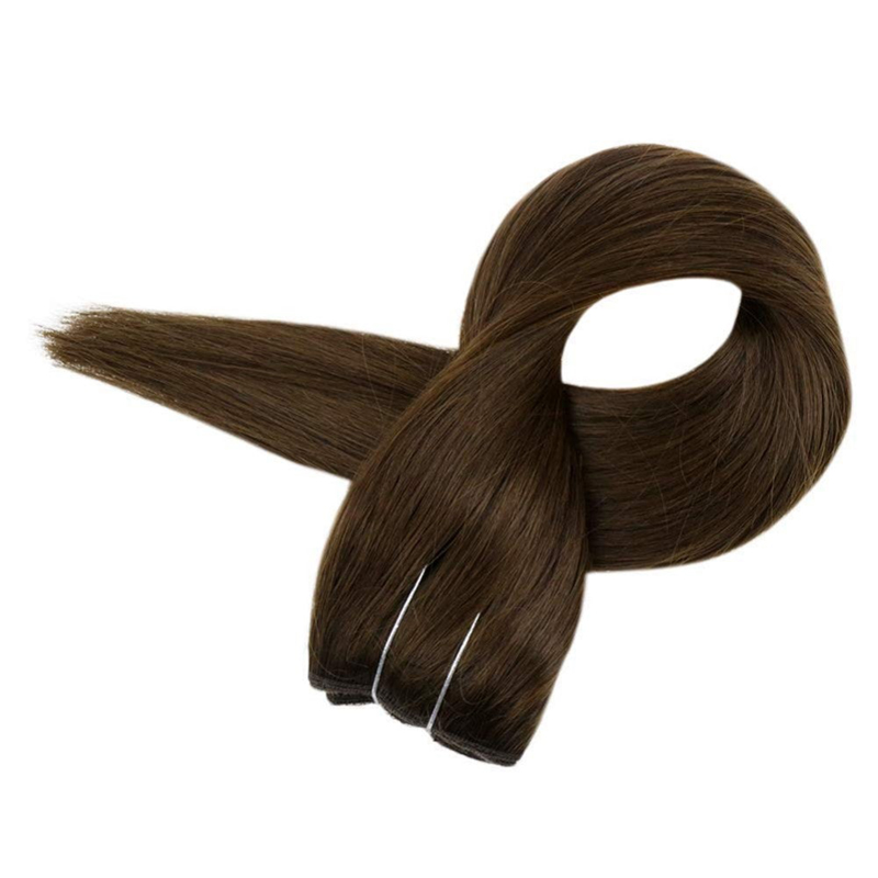 Dunkelbraune Echthaar-Halo-Verlängerung Nr. 4, 100 g, unsichtbare Halo-Haarverlängerungen