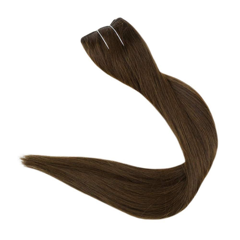 Dunkelbraune Echthaar-Halo-Verlängerung Nr. 4, 100 g, unsichtbare Halo-Haarverlängerungen