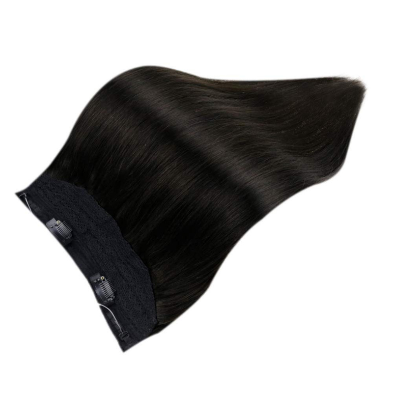 Halo-Echthaarverlängerung, 100 g, Schwarz #1B, unsichtbare Halo-Haarverlängerung