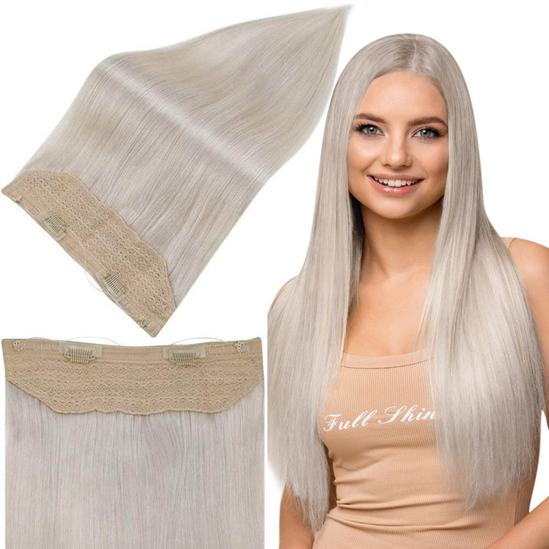 Halo-Echthaarverlängerungen, Eisblond #1000, unsichtbare Halo-Haarverlängerung