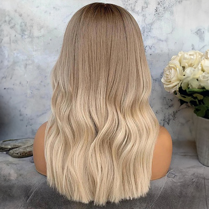 Highlight Ash Blonde Wellige 13x4 Lace Perücke Glueless Front Lace Human Hair Wig