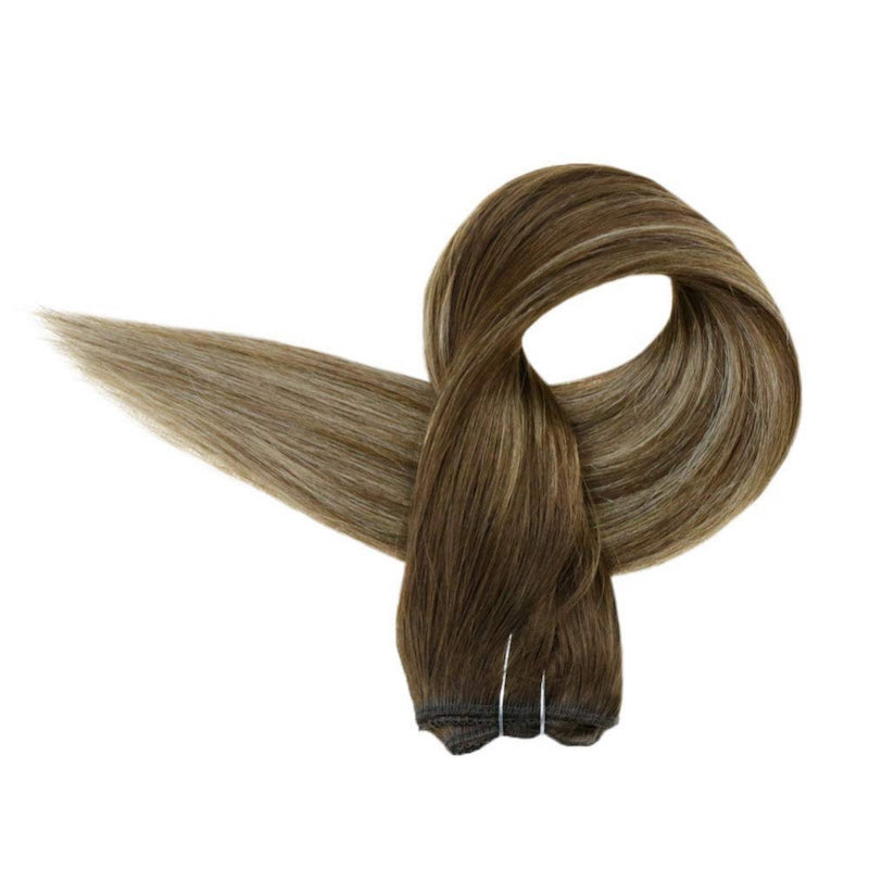 Highlight Blonde Halo-Haarverlängerungen, braune Fischdrahtverlängerungen #4/24/4