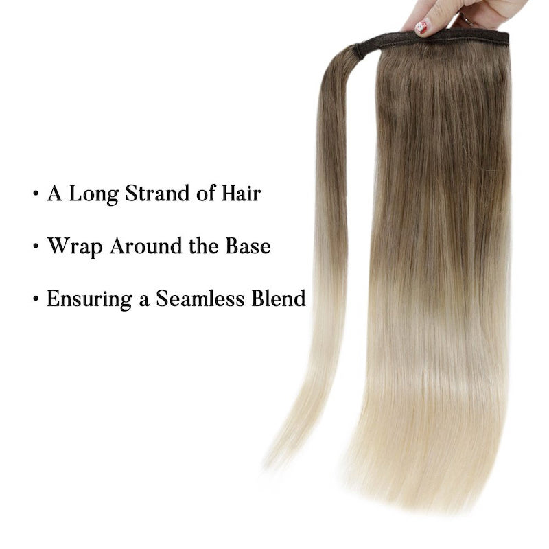 Echthaar-Pferdeschwanz-Extensions Balayage Nr. 8/60 zum Anklipsen, 100 g