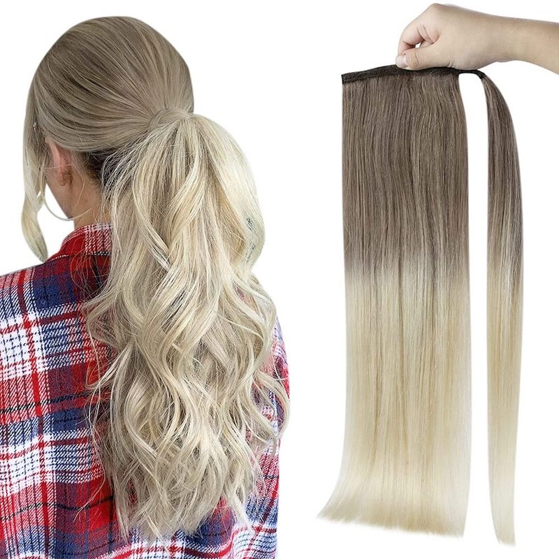 Echthaar-Pferdeschwanz-Extensions Balayage Nr. 8/60 zum Anklipsen, 100 g
