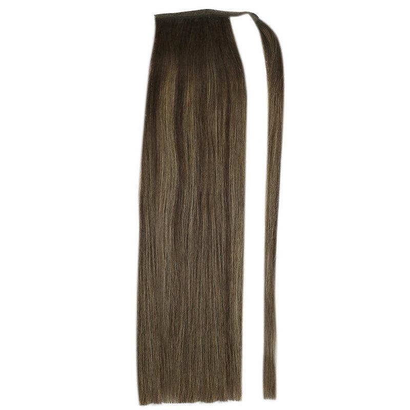 Echthaar-Pferdeschwanz-Extensions, Balayage-Highlights #2/8/2, 100 g, glatt