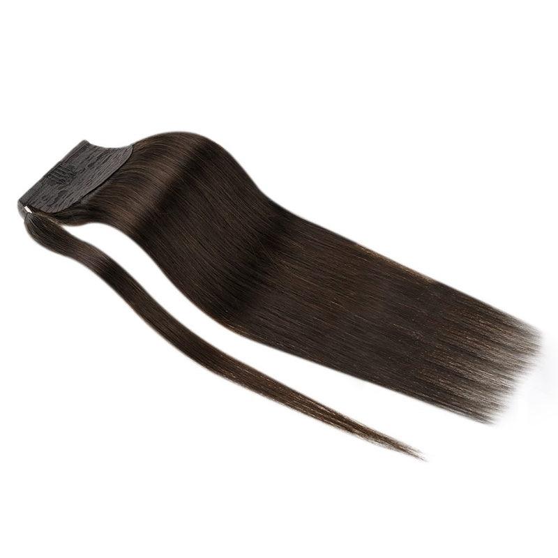Echthaar-Pferdeschwanz-Extensions zum Anklipsen, 100 g, Nr. 2, dunkelstes Braun