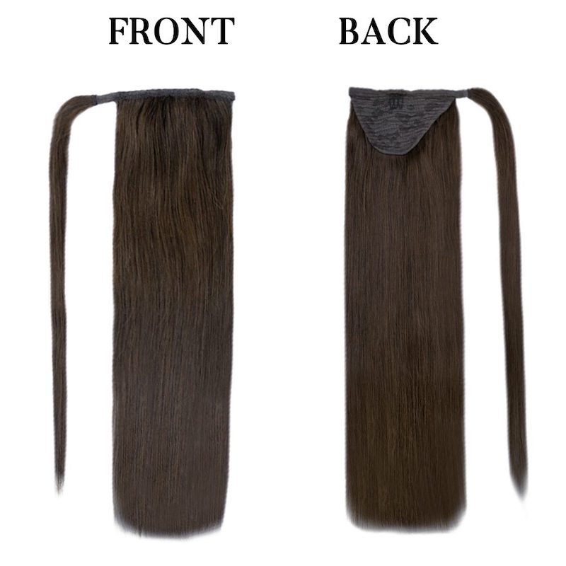 Echthaar-Pferdeschwanz-Extensions zum Anklipsen, 100 g, Nr. 2, dunkelstes Braun