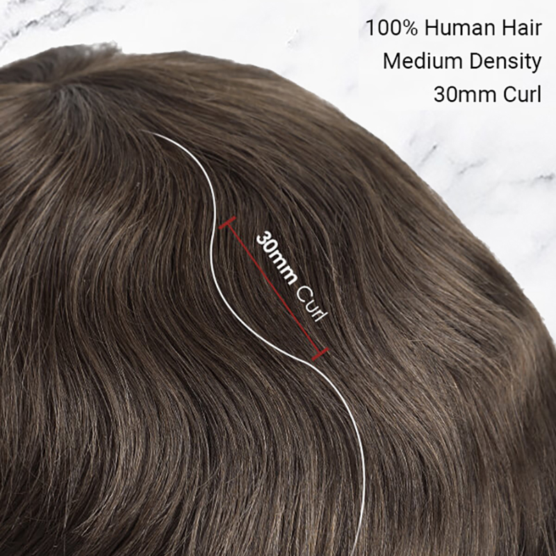 Echthaar Toupet Herren Haarteile Ersatzsystem Fein Mono mit PU #1B