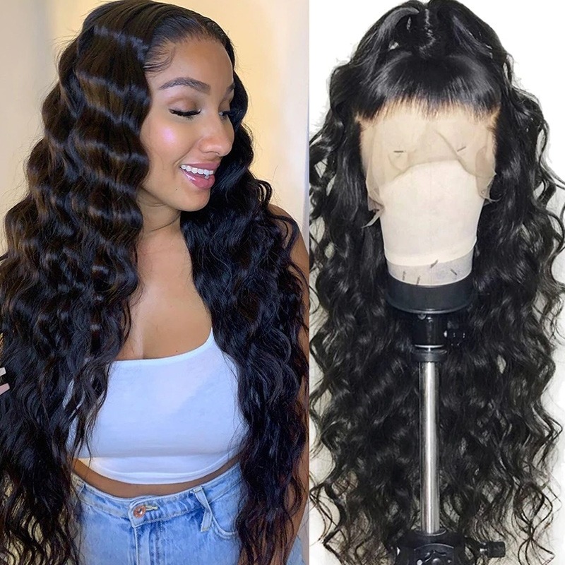 Locker gewellte 13x4 Spitzenfront-Perücke mit tiefem Scheitel, vorgezupft mit Babyhaar