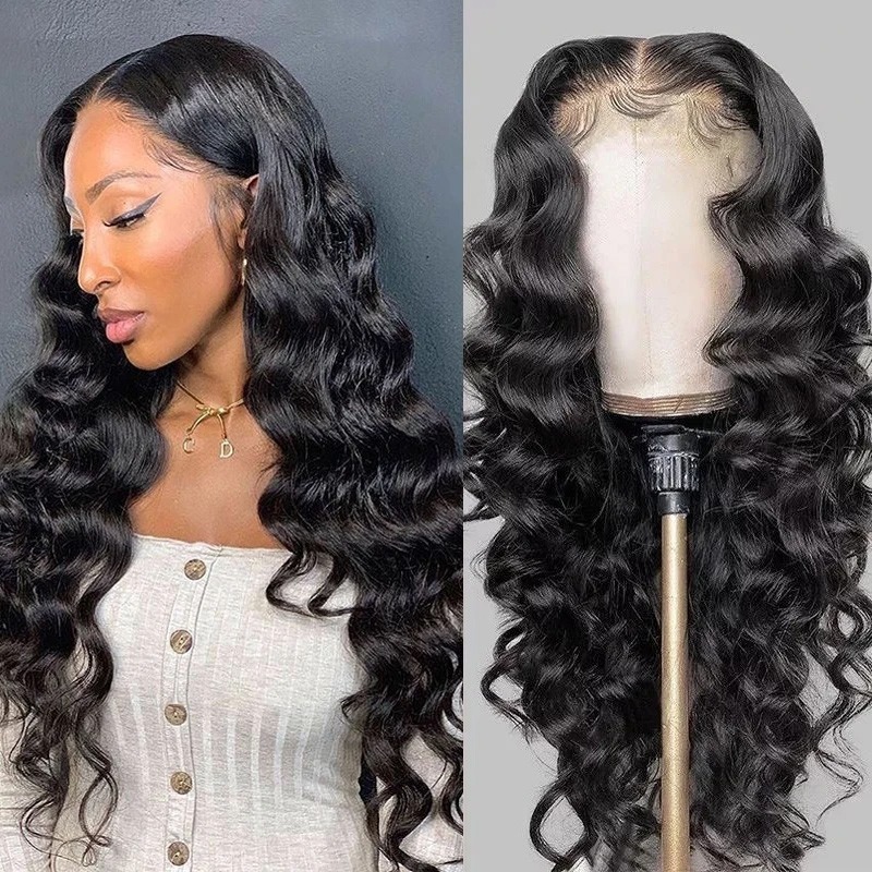 Loose Wave 13x4 Lace Front Deep Parting Wigs Pre Plucked with Baby Hair