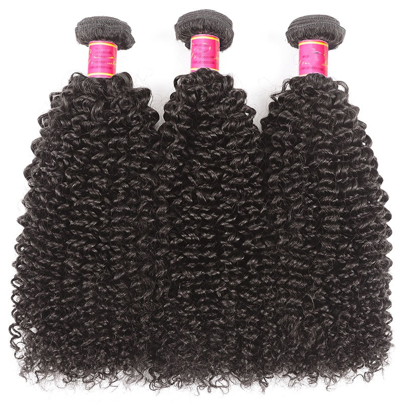 Kinky Curly Hair Weave 3 Bündel Echthaar-Einschlagverlängerungen