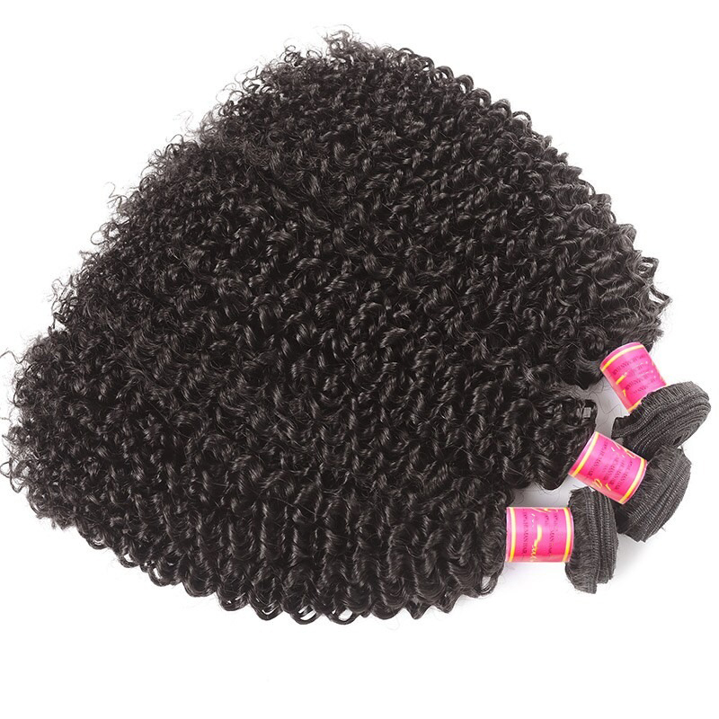 Kinky Curly Hair Weave 3 Bündel Echthaar-Einschlagverlängerungen