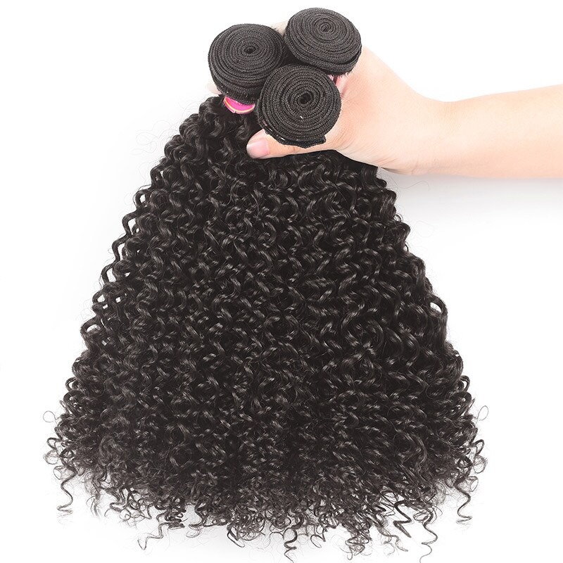 Kinky Curly Hair Weave 3 Bündel Echthaar-Einschlagverlängerungen