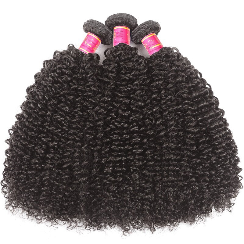 Kinky Curly Hair Weave 3 Bündel Echthaar-Einschlagverlängerungen
