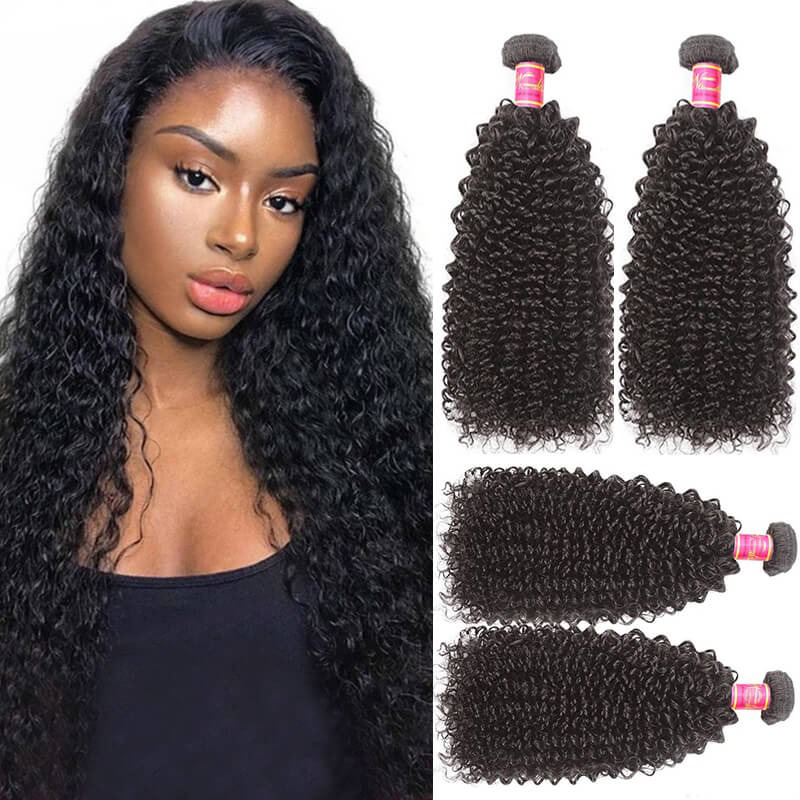 Kinky Curly Hair Weave 3 Bündel Echthaar-Einschlagverlängerungen