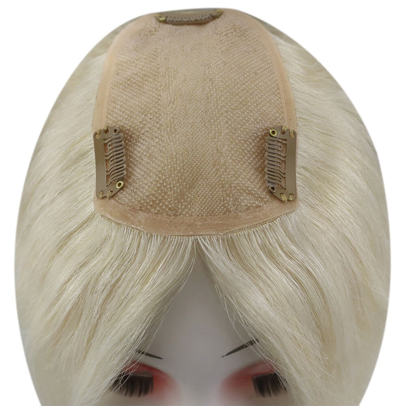 Platinblond #60 Mono-Echthaar-Topper, 7,6 x 12,7 cm, Haarteil