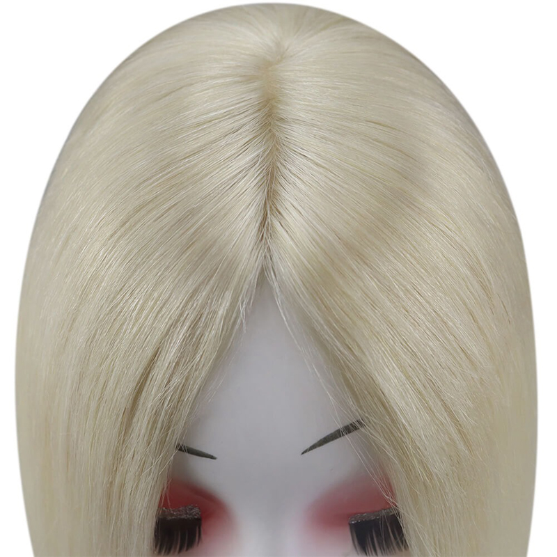Platinblond #60 Mono-Echthaar-Topper, 7,6 x 12,7 cm, Haarteil