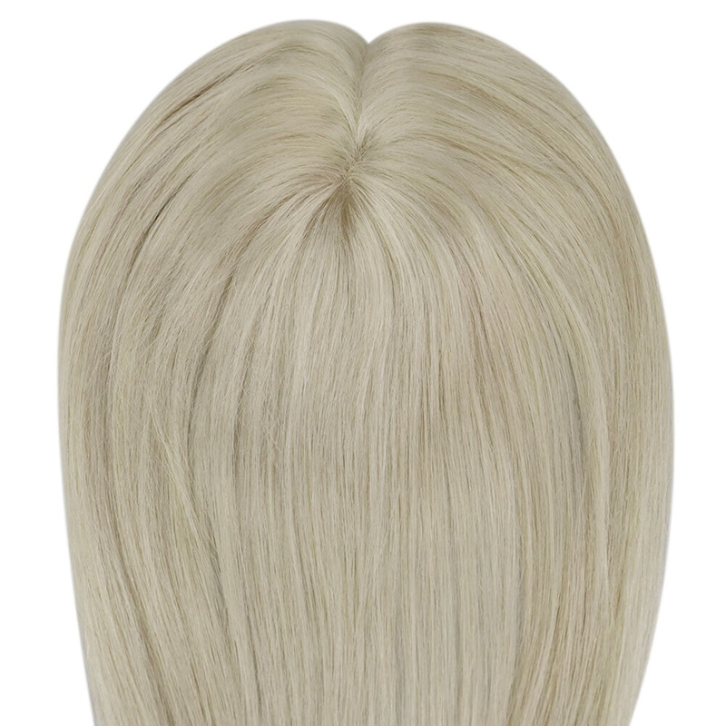 Platinblond #60 Mono-Echthaar-Topper, 7,6 x 12,7 cm, Haarteil