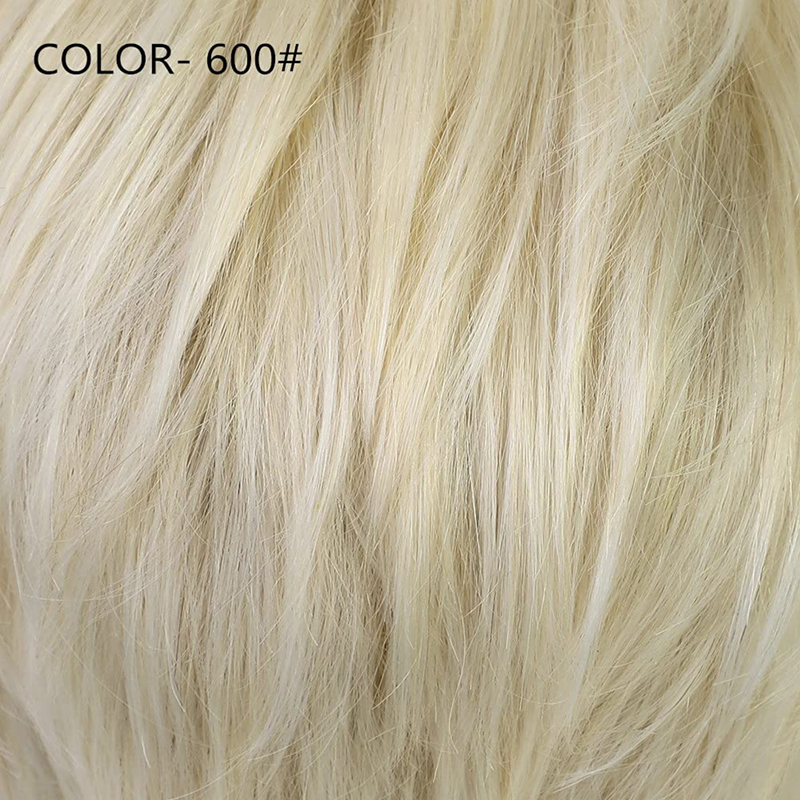 Platinblonde Perücken für Damen, synthetische Pixie-Schnitt-Perücke mit Pony