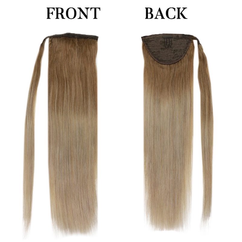 Pferdeschwanzverlängerung Echthaar Balayage Braun #10/14 100G Clip In Straight