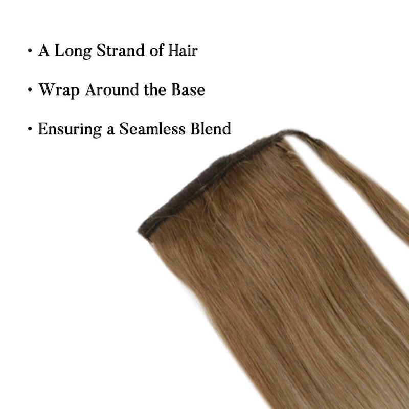 Pferdeschwanzverlängerung Echthaar Balayage Braun #10/14 100G Clip In Straight