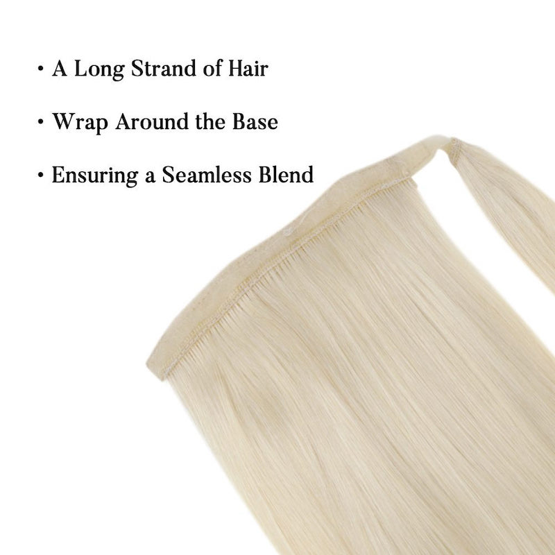 Pferdeschwanzverlängerung, Echthaar, Platinblond #60, 100 g, Clip-in-Verlängerung