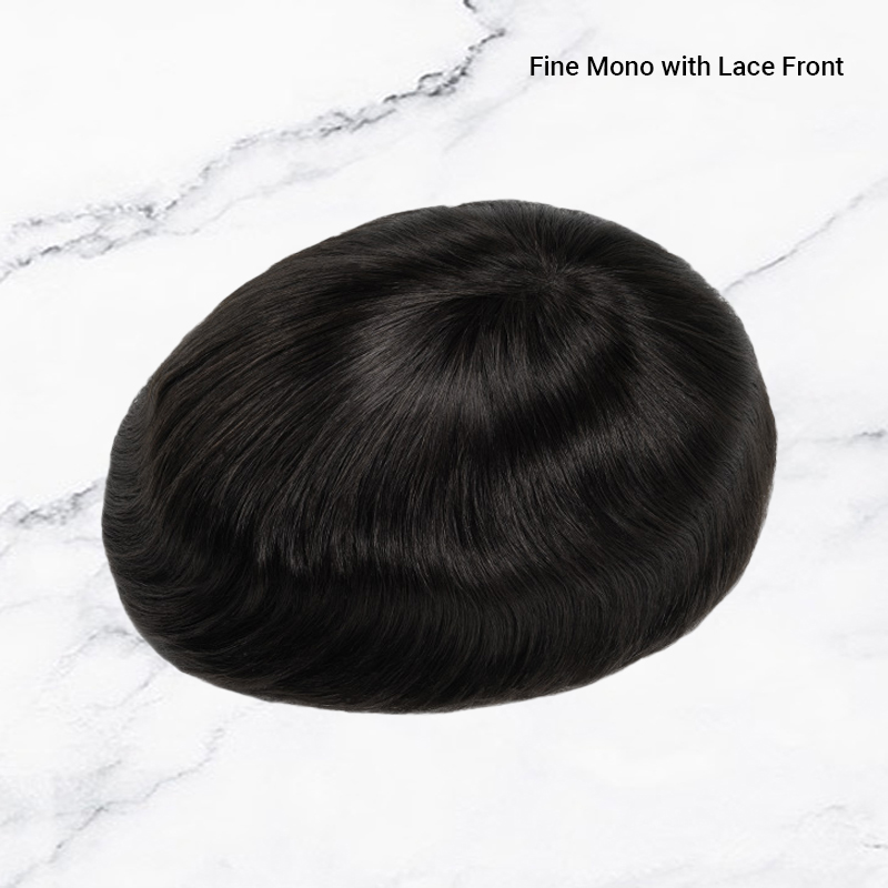 Premium Haartoupet Fine Mono mit Spitzenfront und Skin Men's Hair System
