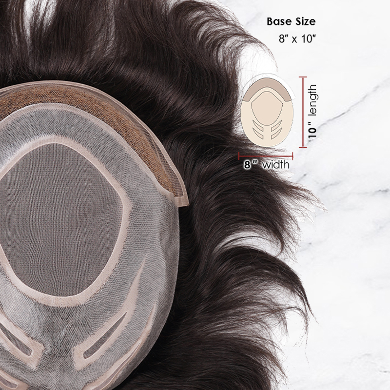 Premium Haartoupet Fine Mono mit Spitzenfront und Skin Men's Hair System
