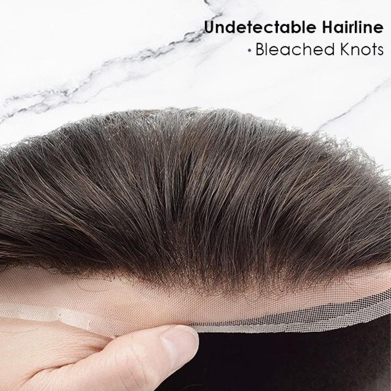 Premium Haartoupet Fine Mono mit Spitzenfront und Skin Men's Hair System