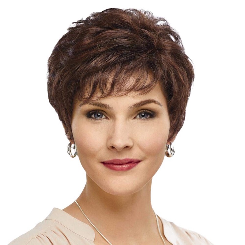 Kurze braune Haarperücken für Frauen, Mischung mit Faser-Perücke im Pixie-Schnitt