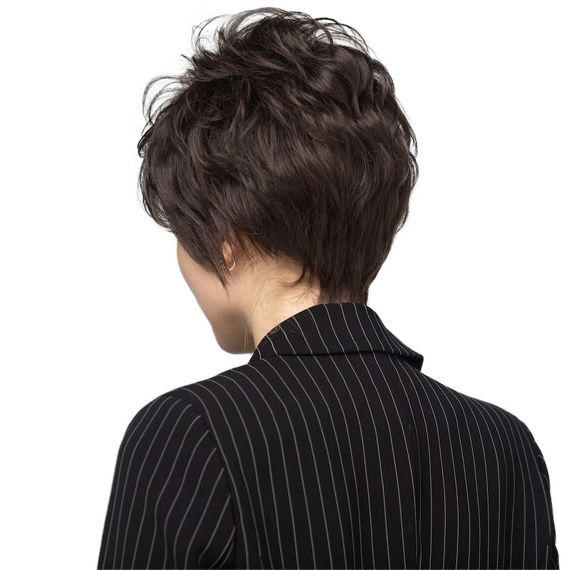 Kurze dunkelbraune synthetische Perücken für Damen und Damen-Perücke im Pixie-Schnitt