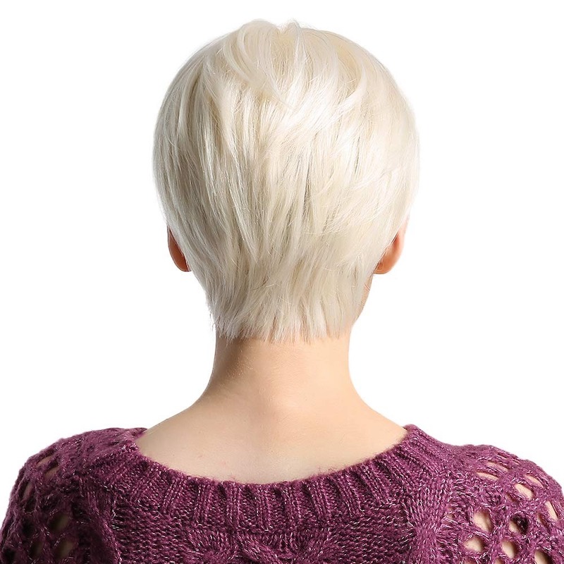 Kurze platinblonde synthetische Perücken, Pixie-Schnitt-Perücke mit Pony