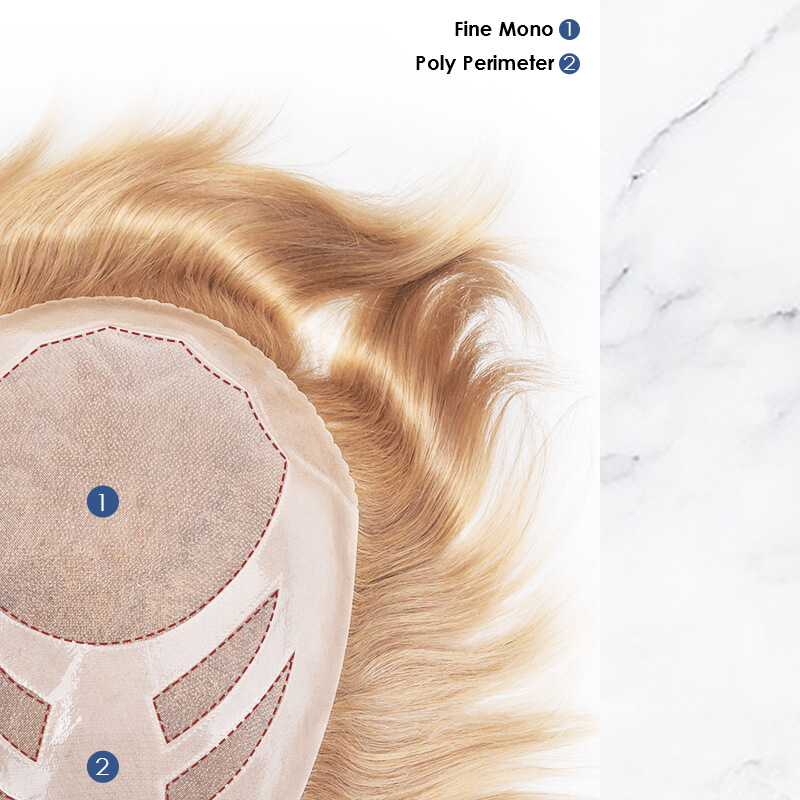 Feines Mono-Toupet-Haarteil mit PU-Umfang und Cut-Way-Back-Design