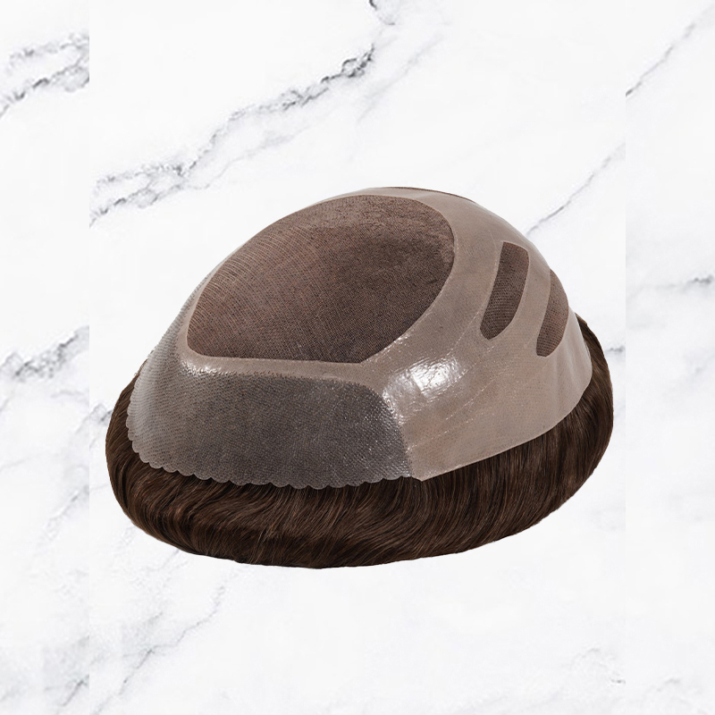 Feines Mono-Toupet-Haarteil mit PU-Umfang und Cut-Way-Back-Design