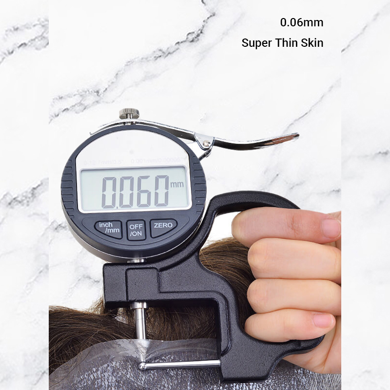 Haarteile für Herren mit superdünner Haut und V-Schlaufe, 0,06 mm