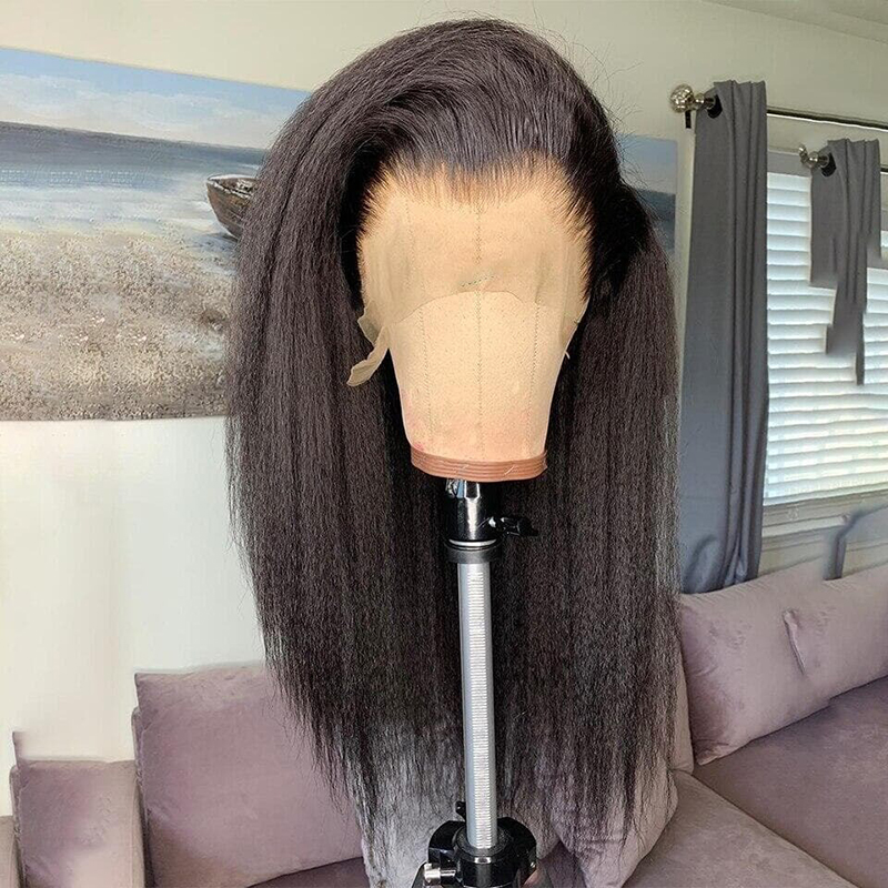 Transparent 360 Lace Frontal Wigs Kinky Straight Human Hair Wigs For Women