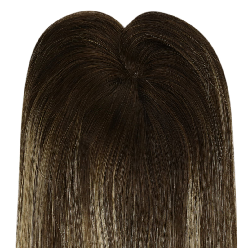 Virgin Hair Toppers 3x5 Zoll Spitzenbasis-Haarteil für Frauen Balayage #4/27/4