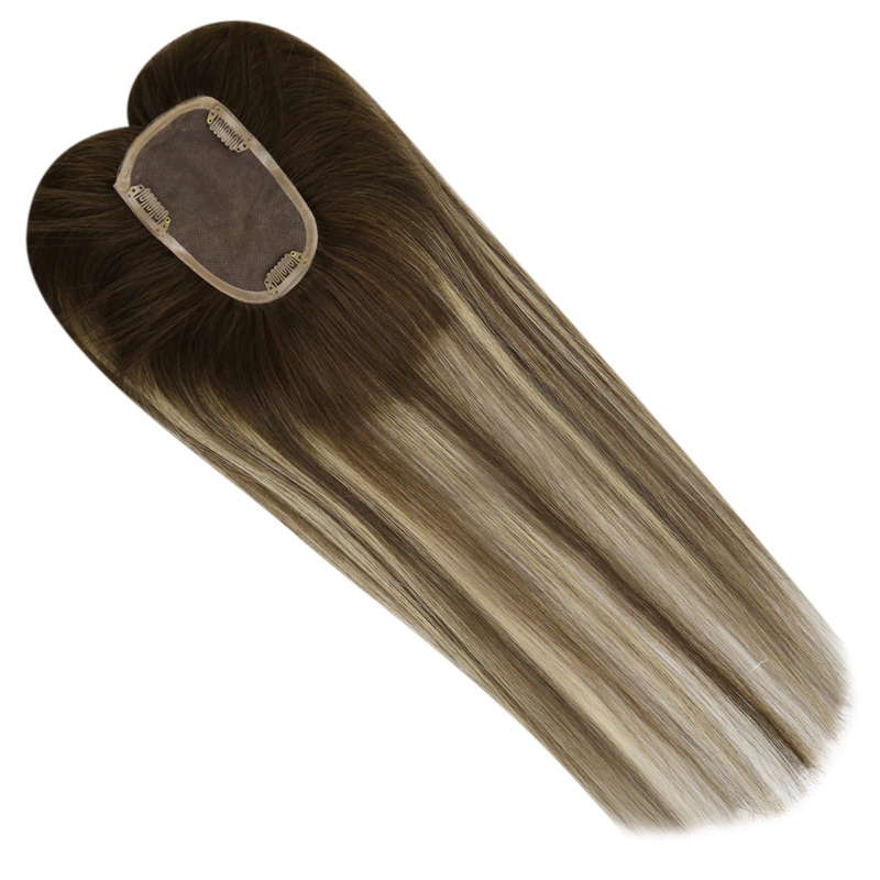 Virgin Hair Toppers 3x5 Zoll Spitzenbasis-Haarteil für Frauen Balayage #4/27/4