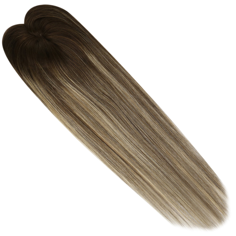 Virgin Hair Toppers 3x5 Zoll Spitzenbasis-Haarteil für Frauen Balayage #4/27/4