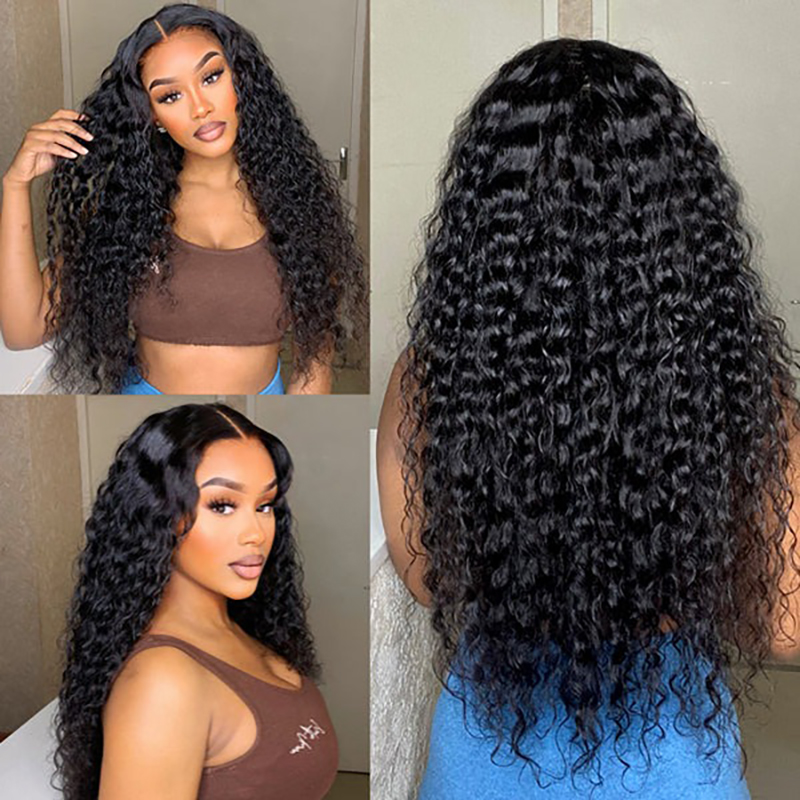 Wasserwelle 13x4 Frontal HD Lace Free Part Long Perücke 100 % Echthaar